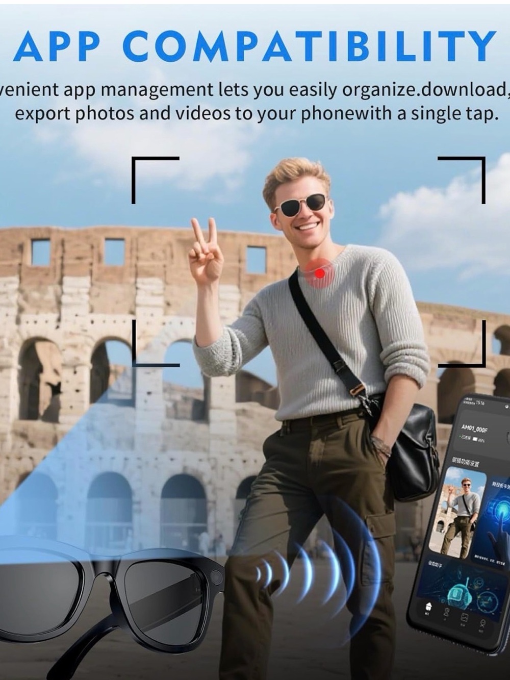 AI Smart Glasses Sunglasses in Black - Picture 10 of 10